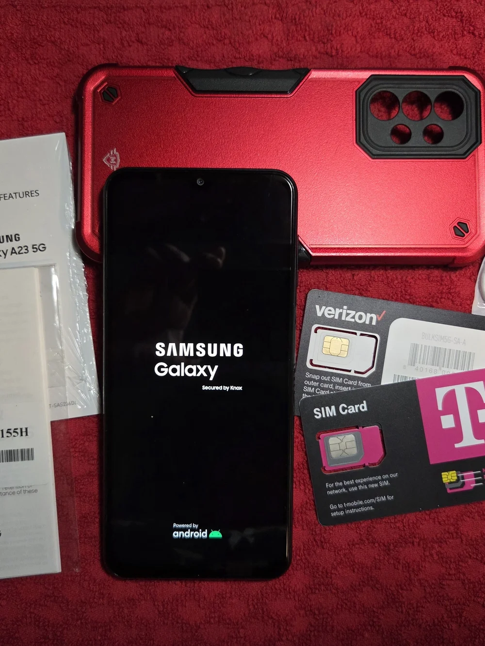 Samsung Galaxy Smartphone with Red Protective Case